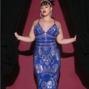 Akira  plus size blue rhinestone bandage dress new w tag